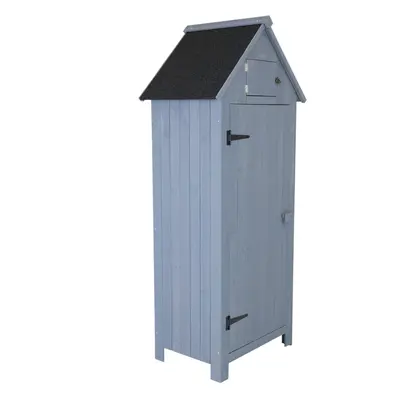 Charles Bentley FSC Slim Tall Garden Storage Shed Grey H179 x L77 x W54cm Grey Wooden Patio Stor