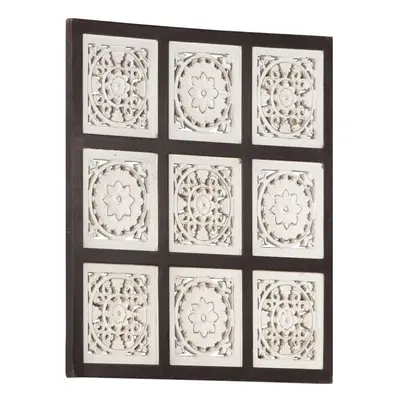 vidaXL Hand-Carved Wall Panel MDF 60x60x1.5 cm Brown and White Decoration