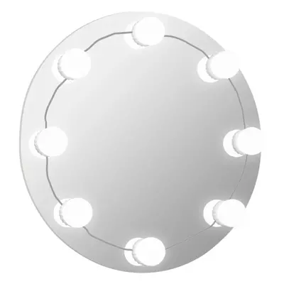 vidaXL Wall Frameless Mirror with LED Lights Round Glass Wall-Mounted Mirror