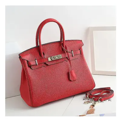 (Ladies Women Leather Handbag Birkin First Layer Cowhide Leather Tote Bag Commuter Crossbody Kel