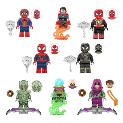 8pcs Superhero Spider-Man Black Gold Suit Dr. Action Figure Mini Building Blocks