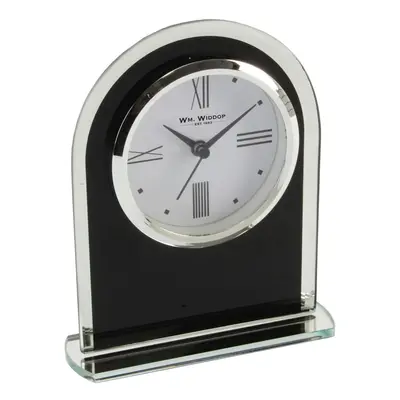 Wm.Widdop Black & Clear Arched Mantel Clock