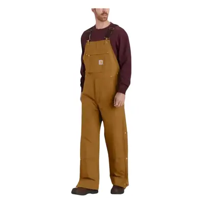 Carhartt Men's Loose Fit Firm Duck Insulated Bib Overall Brown Large