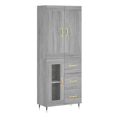 (grey sonoma, glass door drawers) vidaXL Highboard Sideboard Storage Cabinet Home Side Cabinet E