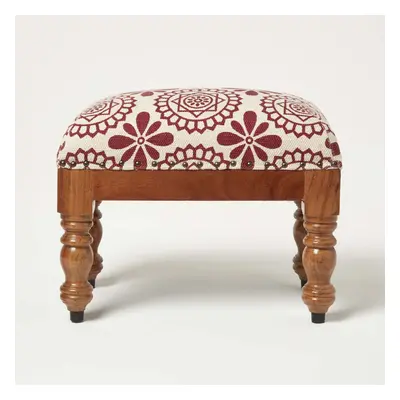 (50 x x cm) Cassia Red Geometric Footstool