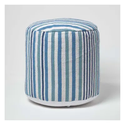 (45 x cm) Blue & White Stripe Bean Filled Pouffe & Footstool