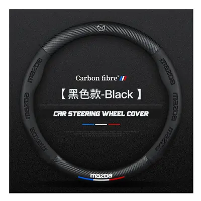 (O Black) Carbon Fiber Car Steering Wheel Cover Alcantara Leather for Mazda 3 6 CX5 CX7 CX3 CX8 