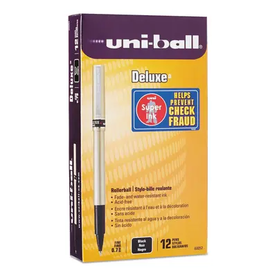 uni-ball Deluxe Roller Ball Stick Waterproof Pen Black Ink Fine Dozen