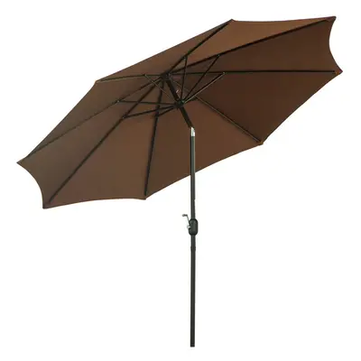 Outsunny 3(m) Patio Umbrella Outdoor Sunshade Canopy w/ Tilt & Crank Coffee