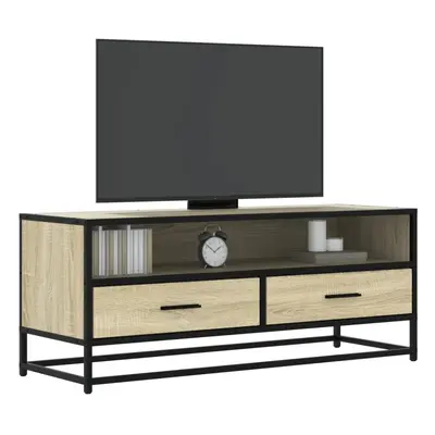 vidaXL TV Cabinet Sonoma Oak 100x34.5x40 cm Engineered Wood and Metal