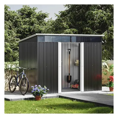 Garden Metal Storage Shed with Lockable Sliding Doors