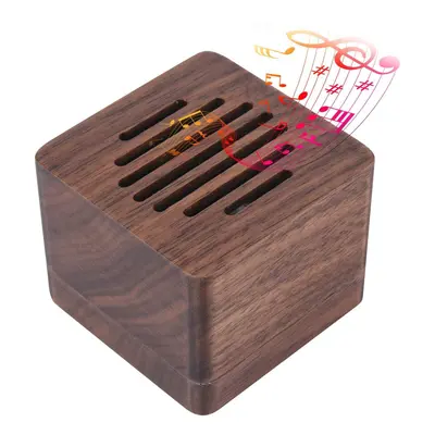 (Brown) Wooden Music Box Minimalism cube Melody, Kimiwo Nosete