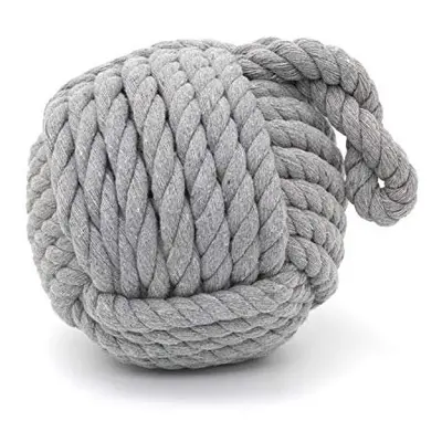 Carousel Home Gifts Grey Nautical Knot Rope Heavy Doorstop | Nautical Monkey's Fist Seaside Rope