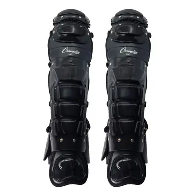 champion Sports Professional Adustable Baseball Umpire Leg guards, Black (15 to Long)