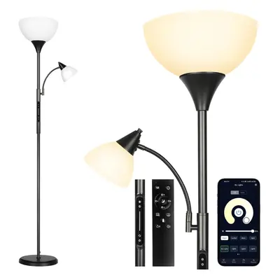 (2 Light) Dimmable Floor Lamp with Touch Control, Remote and App Control, Uplighter Mother and C