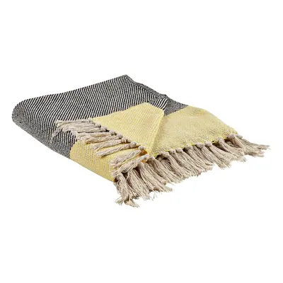 Cotton Blanket x cm Grey and Yellow LAPU