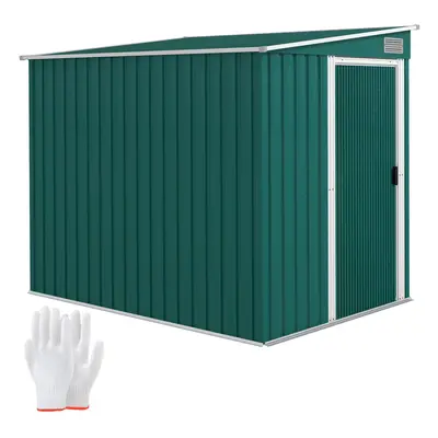 Outsunny x 5FT Garden Shed w/ Foundation Lean to Metal Tool Shed Green