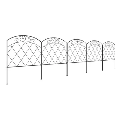 Outsunny cm x m Outdoor Picket Fence Panels with Panels, Swirls, Black