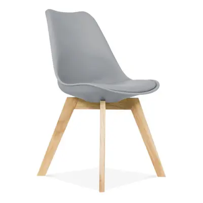 (Light Grey ) MOF Tulip Style Dining Chair with Comfortable Pad Seat & Solid Beech Wooden Legs f