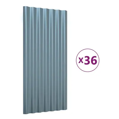 (grey, x cm) vidaXL 12/36x Roof Panels Powder-coated Steel Corrugated Multi Colours/Sizes