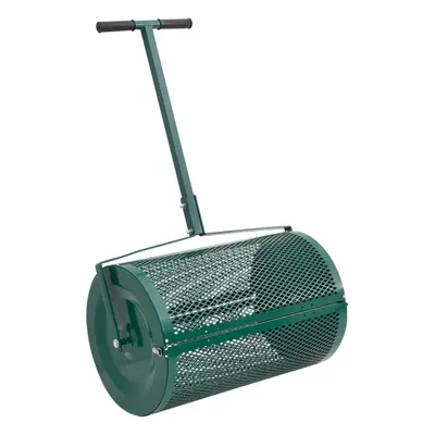 vidaXL Compost Spreader Moss Spreader Manure Spreaders Roller Green Steel