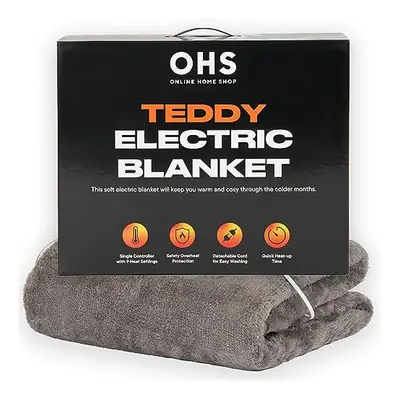 OHS Electric Blanket Teddy Fleece, Sofa Throw Blanket Settings Quick Heat Up & Overheat Protecti