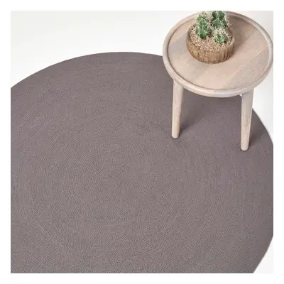 (150 cm Round, Grey) Handmade Woven Braided Rug