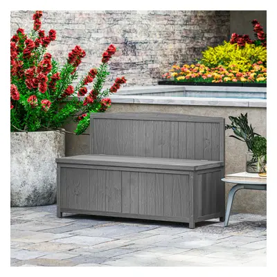 Outsunny Wood Storage Bench for Patio, Outdoor Garden Seating, Grey