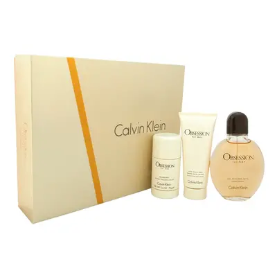 Obsession by Calvin Klein for Men - Pc Gift Set 4oz EDT Spray, 2.6oz Deodorant Stick, 3.3oz Afte