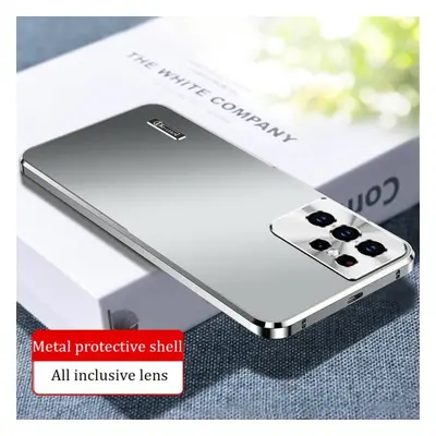 (silver, For Samsung S23 Ultra) Luxury Metal Magnetic Camera Protective Case For Samsung Galaxy 