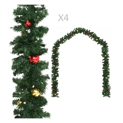 vidaXL 4x Christmas Garlands with Baubles Green 270cm PVC Christmas Decoration