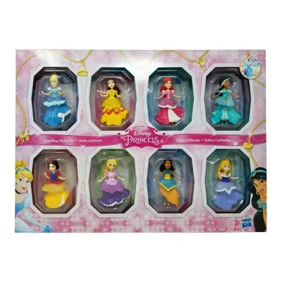 Disney Princesses Sparkling Styles Small Doll Set of Featuring Royal Clips