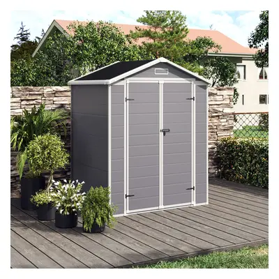 5X4FT Apex Roof Garden Plastic Storage Shed with Lockable Door