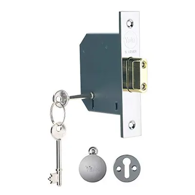 B-BSDL-3.0-CH British Standard Lever Mortice Deadlock, Chrome Finish, Boxed, Suitable for Extern