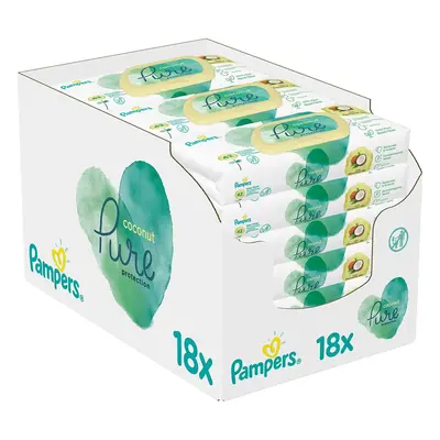 Pampers Baby Wet Wipes Coconut Oil for Cleaning and Moisturising, Wipes (18 x 42)