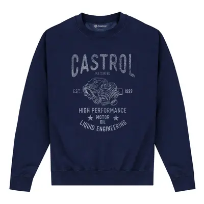 (XXL, Navy) Castrol Unisex Adult Retro Engine Sweatshirt