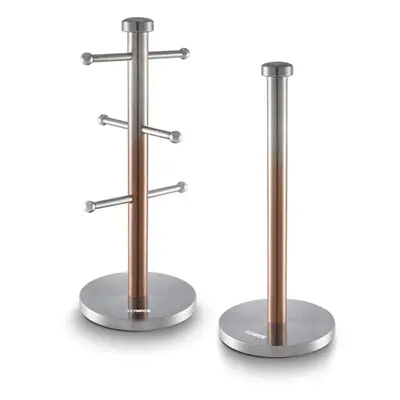 Tower T826072COP Ombre Mug Tree and Kitchen Roll Holder, Copper