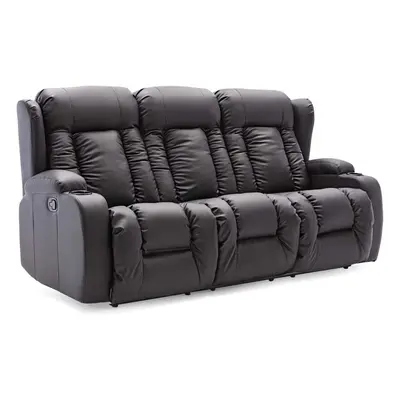 (Black, Seater) CAESAR HIGH BACK BOND GRADE LEATHER RECLINER 3+2+1 SUITE SOFA ARMCHAIR SET