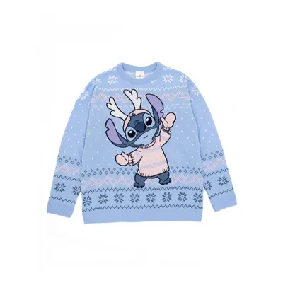 (Medium) Disney Christmas Jumper (Womens Blue)