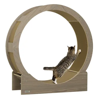 PawHut Cat Wheel with Brake, Scratching Pads - Walnut Brown