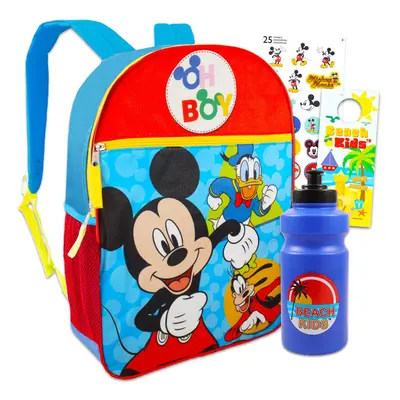 Disney Mickey Mouse Backpack Set For Kids - Bundle with Colorful Mickey Backpack Stickers & More