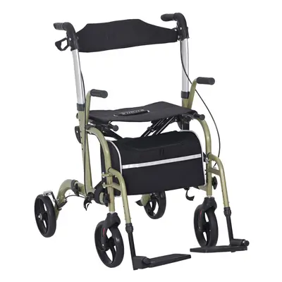 HOMCOM in Wheelchair & Folding Rollator Walker Combo, Yellow-green