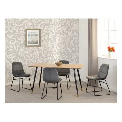 Hamilton Dining Set with Lukas Chairs Medium Oak Effect Grey Velvet Chairs