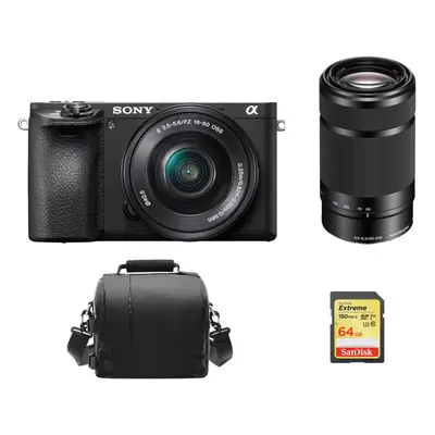 SONY A6500 Black+SEL 16-50MM Black+SEL 55-210MM Black+64GB SD card+Bag