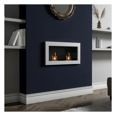 (90CM White) Indoor Bio Ethanol Fireplace Realistic Flame