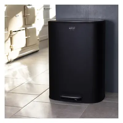 Charles Bentley 50L Black Pedal Kitchen Bin Rubbish Bin Waste Bin Pedal Bin Black Bin