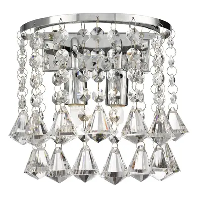 Modern Chrome Crystal Wall Light With Diamond Drops