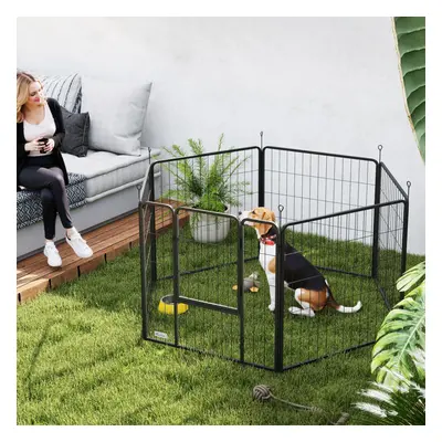 PawHut Dog Playpen, Panels Puppy Pen Dog Playpen, 80cm High, Black