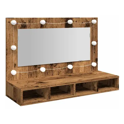 (old wood) vidaXL Mirror Cabinet with LED Washroom Storage Cabinet Bathroom Vanity Unit