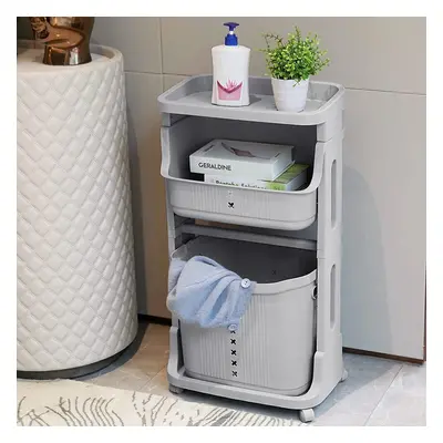 3-Tier Storage Rack Laundry Basket with Wheels